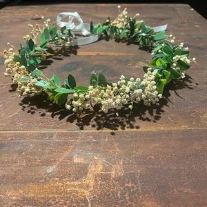 Flower crown- real dried flowers, artificial leaves. Purchased on Etsy, worn 1x